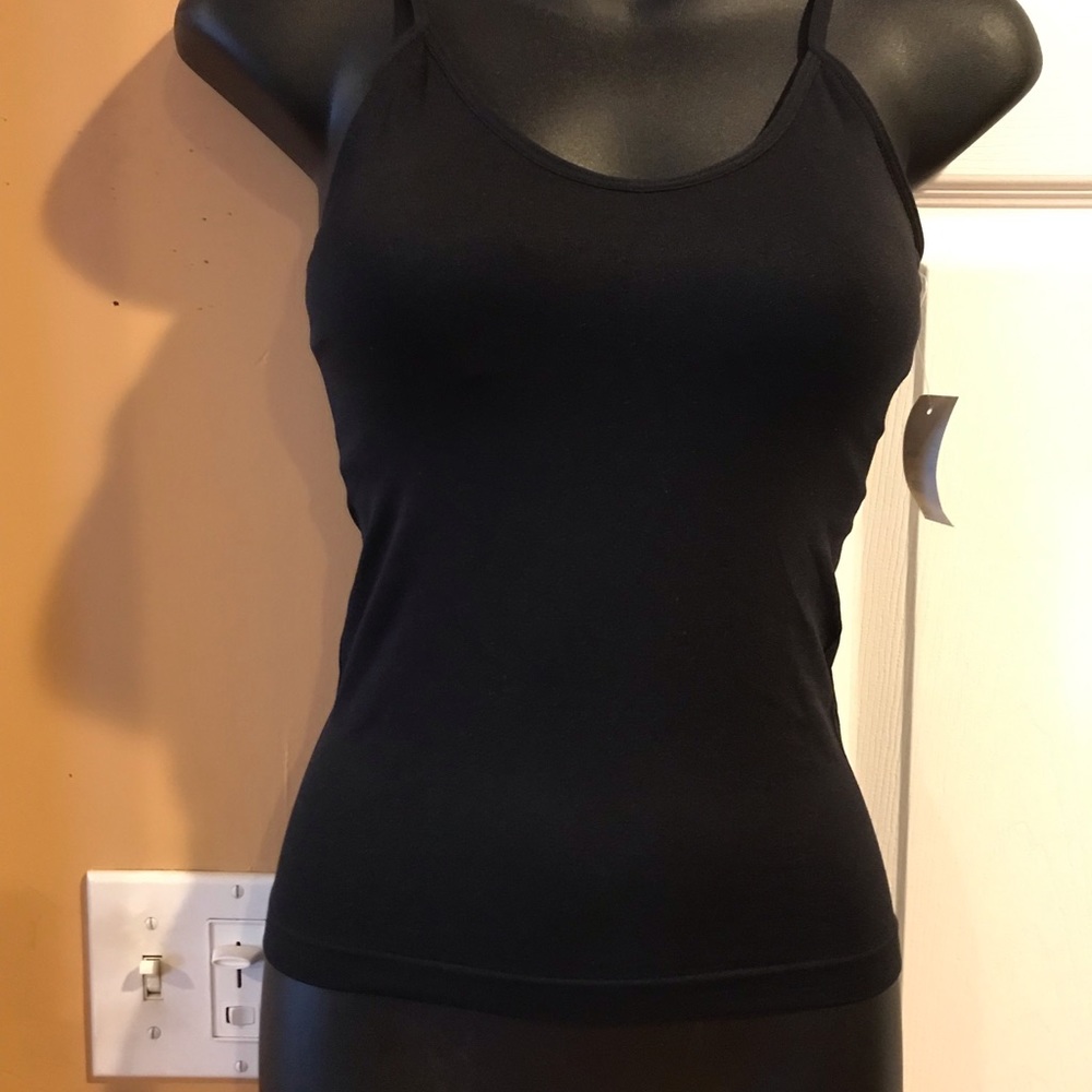 Black spandex tank top padded bra top